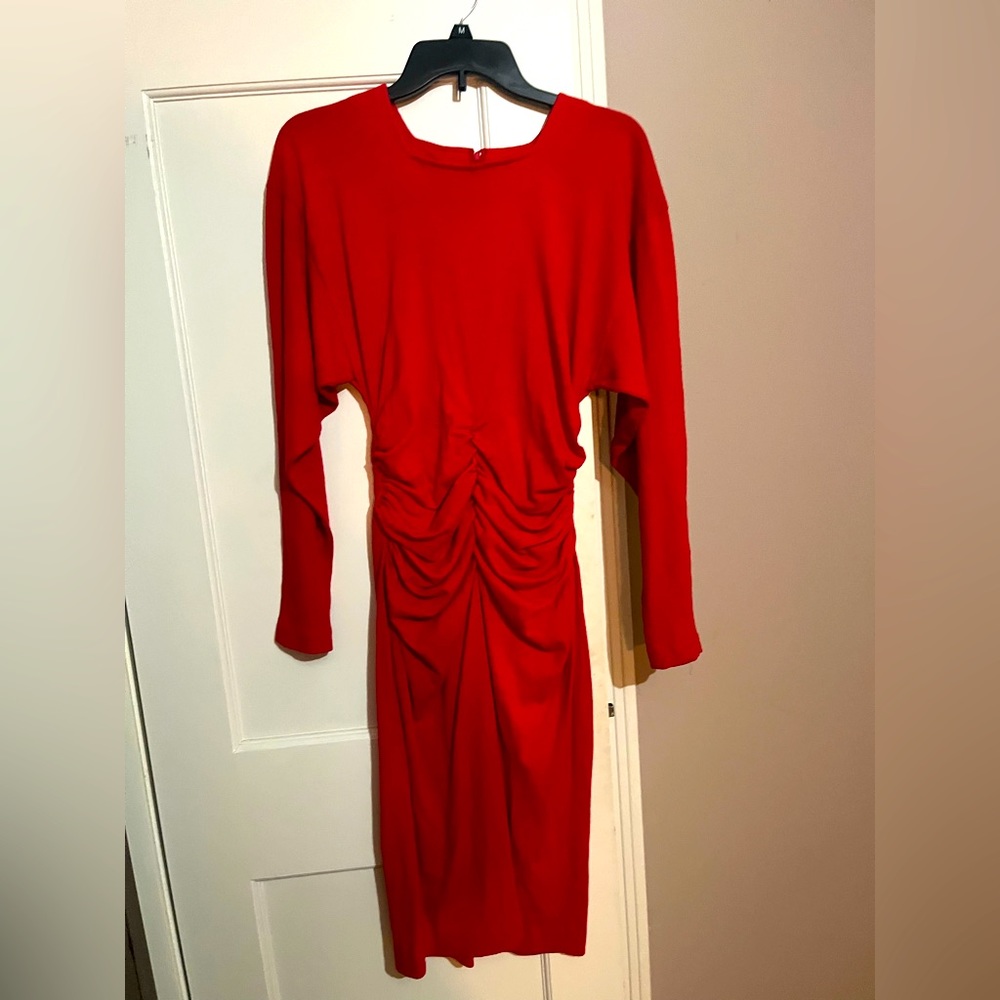 80s vintage lipstick deep red ruched dress (sexy!)